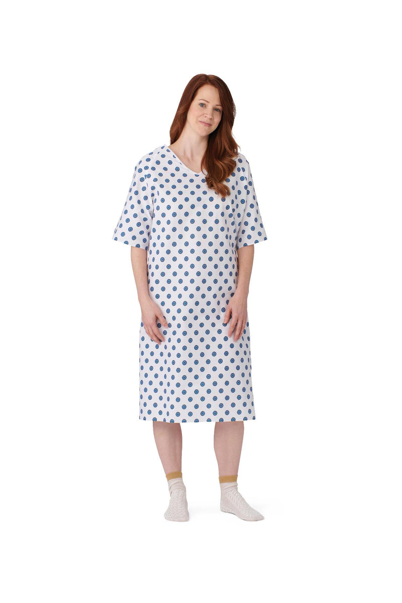 Patient Gown with Angle Back and Side Ties, Snowflake Print, One Size Fits Most, 12/DZ  (MDTPG2RTSSNO) 1 Dozen