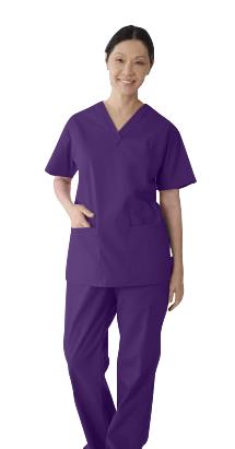 ComfortEase Women's V-Neck Tunic Scrub Top with 2 Pockets, Rich Purple, Size 5XL, 1/EA  (8801JPP5XL) Each