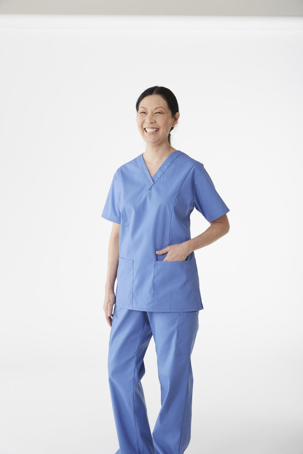 ComfortEase Women's V-Neck Tunic Scrub Top with 2 Pockets, Ceil Blue, Size 3XL, 1/EA  (8801JTHXXXL) Each