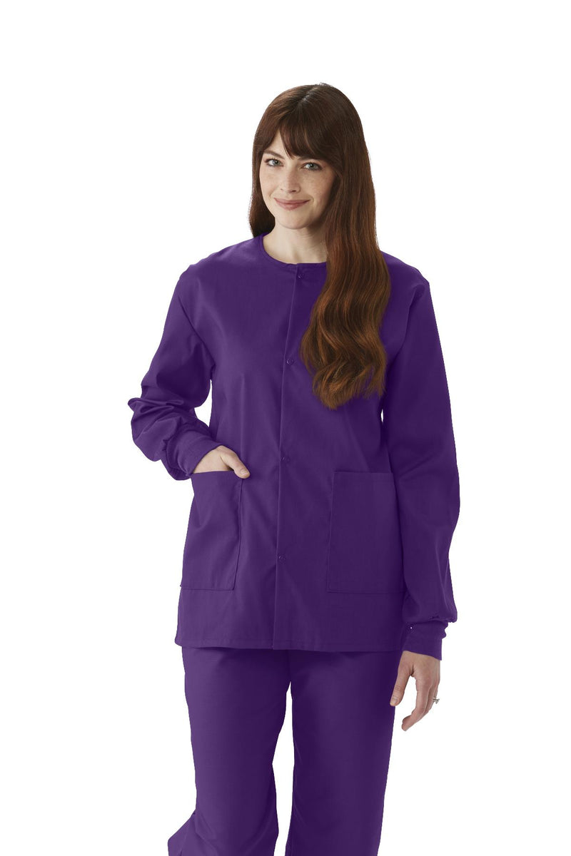 ComfortEase Unisex Crew-Neck Warm-Up Jacket with Knit Cuffs, Rich Purple, Size L, 1 EA (05166CS) Each