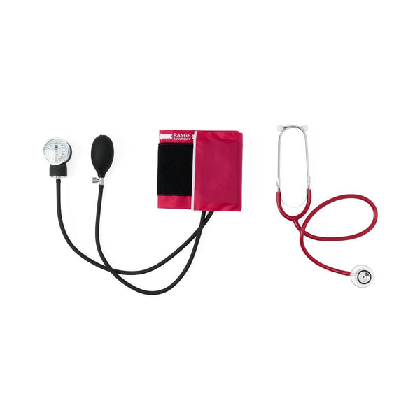 Dual-Head Stethoscope and Handheld Aneroid Sphygmomanometer Combination Kit, Adult, Magenta, 1/EA  (MDS9116) Each