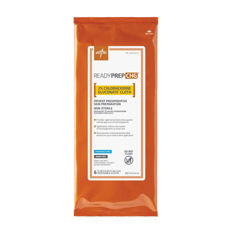 ReadyPrep 2% Chlorhexidine Gluconate (CHG) Preoperative Cloths, 6 Cloths / Pack, 32 Packs / Case, 32/CS (MSC099CHG) Case of 32