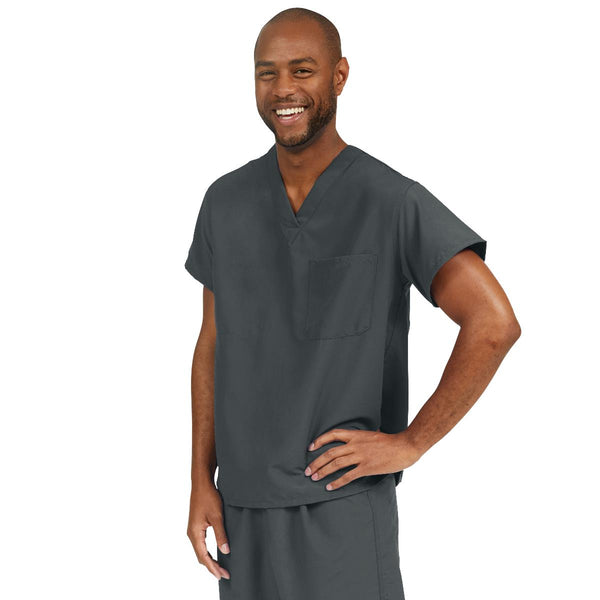 PerforMAX Unisex Reversible V-Neck Scrub Top with 2 Pockets, Charcoal, Size M, Angelica Color Code, 1/EA  (810CHRM-CA) Each