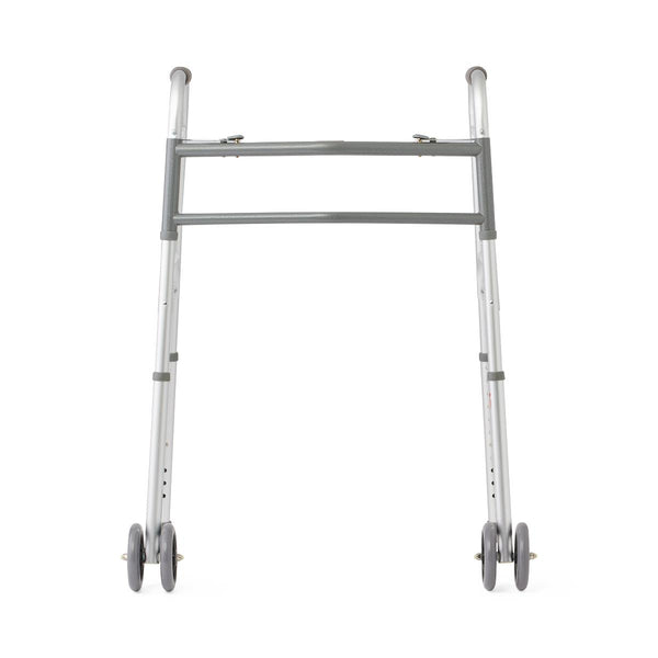 Adult Bariatric Folding Walker, 2 Button, 500 lb. Capacity, Extra Wide, 5" Wheels, 1/CS  (MDS86410XWW) Case of 1