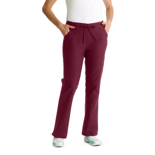 ComfortEase Women's Modern Fit Cargo Scrub Pants with 4 Pockets, Wine, Tall Inseam, Size XS, 1/EA  (8865JWNXST) Each