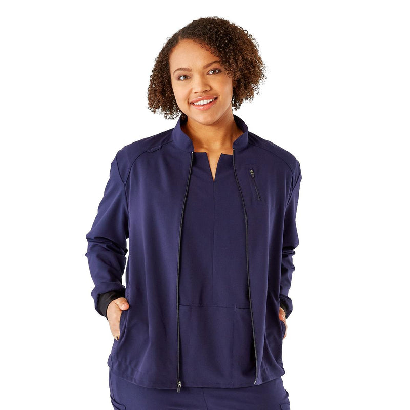 Solano AVE Women's Athletic Fit Scrub Jacket, Navy, Size S, 1 EA (5010NVYS) Each