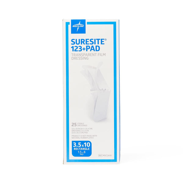 SureSite123+ Pad Transparent Dressings, 3.5" x 10", 25/BX  (MSC2610Z) Box of 25