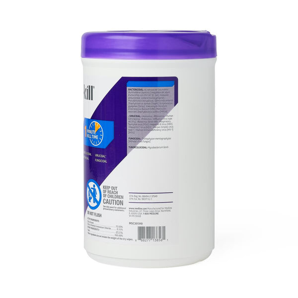 Micro-Kill One Germicidal Alcohol Wipes, Reclosable Canister, 65-Count, 7" x 15", 12/CS (MSC351310) Case of 12
