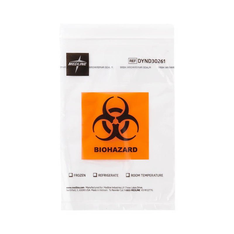 Zip-Style Biohazard Specimen Bag with Pocket, 6" x 9", 1000/CS  (DYND30261) Case of 1000