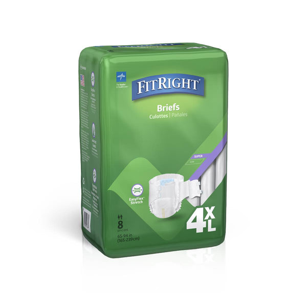 FitRight Cloth-Like Bariatric Briefs for Waist Size 65"-94", Beige, 8/BG (BARIBRIEFH) Bag of 8