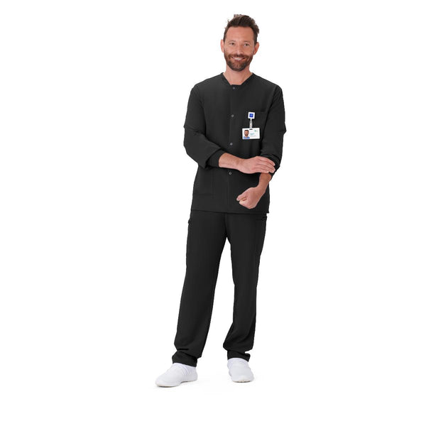 West End AVE Scrub Jacket, Unisex, 3 Pocket, Cuffed, Black, 3XL, 1/EA  (5042BLKXXXL) Each