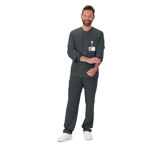 West End AVE Scrub Jacket, Unisex, 3 Pocket, Cuffed, Charcoal, 4XL, 1/EA  (5042CHR4XL) Each