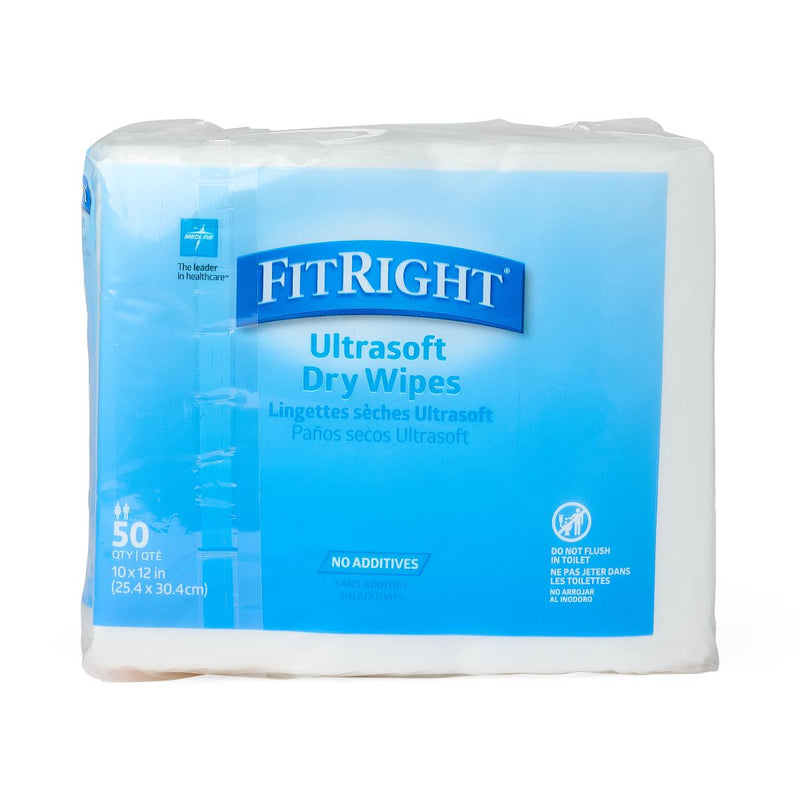 Ultrasoft Absorbent Dry Cleansing Wipes, 10" x 12", 50/Bag, 500/CS (ULTRASOFT1013) Case of 500