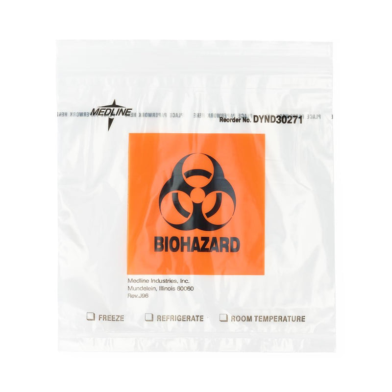 Zip-Style Biohazard Specimen Bag with Pocket, 8" x 8", 1000/CS  (DYND30271) Case of 1000