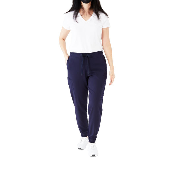 First AVE Women's 7-Pocket Jogger-Style Scrub Pant, Navy, Size M Petite, 1 EA (2544NVYMP) Each