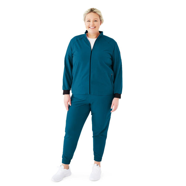 Solano AVE Women's Athletic Fit Scrub Jacket, Caribbean Blue, Size 2XL, 1/EA  (5010CRBXXL) Each