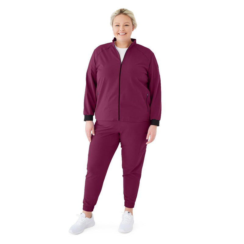 Solano AVE Women's Athletic Fit Scrub Jacket, Wine, Size 3XL, 1/EA  (5010WNEXXXL) Each