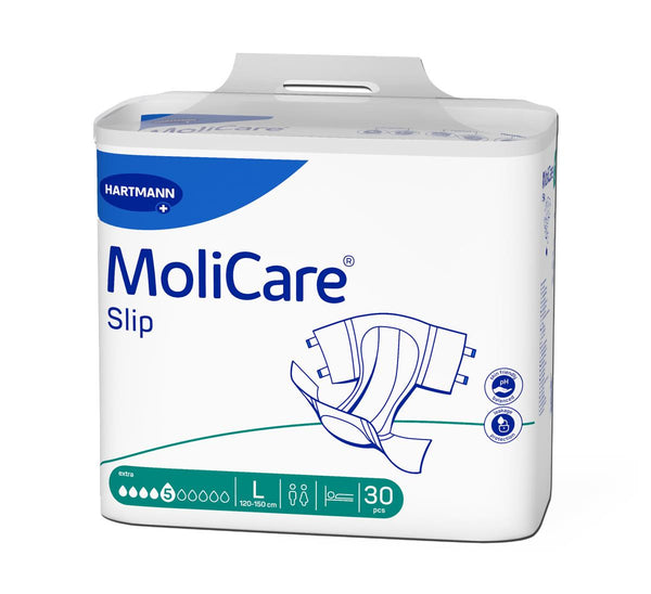 Size M MoliCare Slip Extra Briefs, Fits 27" - 47" Waist/Hip, 90/CS (PHT165132) Case of 90