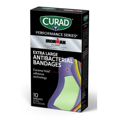 CURAD Ironman Antibacterial Bandages, Perforated Inner, 6 Colors, Size XL, 10/BX, 24/CS  (CURIM5018V1) Case of 24