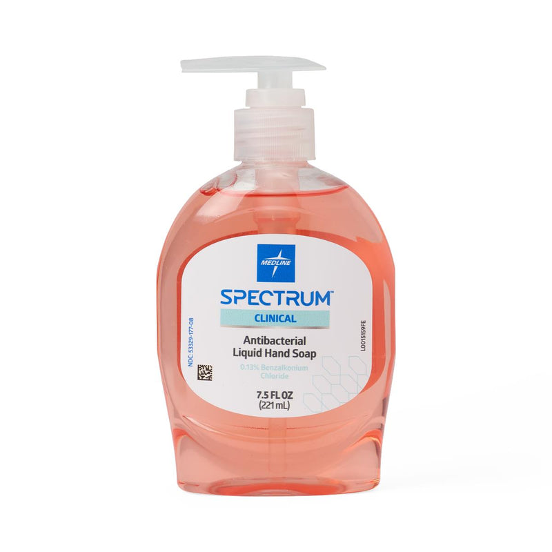 Spectrum Clinical Antibacterial Liquid Hand Soap with 13% BZK, 7.5 oz. Pump Bottle, 12/CS (HHABSP75) Case of 12