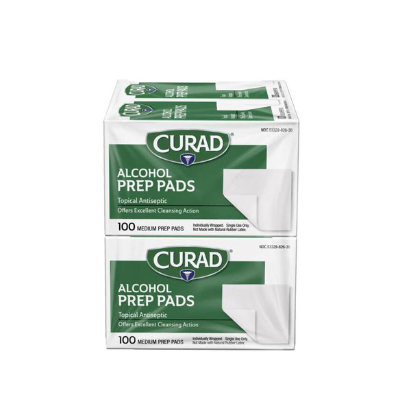 CURAD 1-Ply Alcohol Prep Pad, Thick, 4/Box, 24/CS (CUR45585RB) Case of 24
