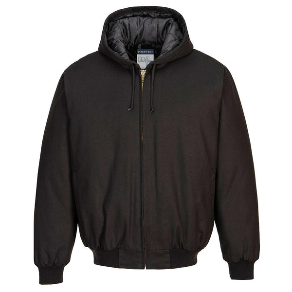 Portwest® DuraDuck Quilt Lined Hooded Jacket, Black, Size XXXL (DC801BKRXXXL) Each