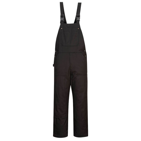 Portwest® DuraDuck Work Quilt Lined Bib Overall, Black, Size XXXL (DC802BKRXXXL) Each