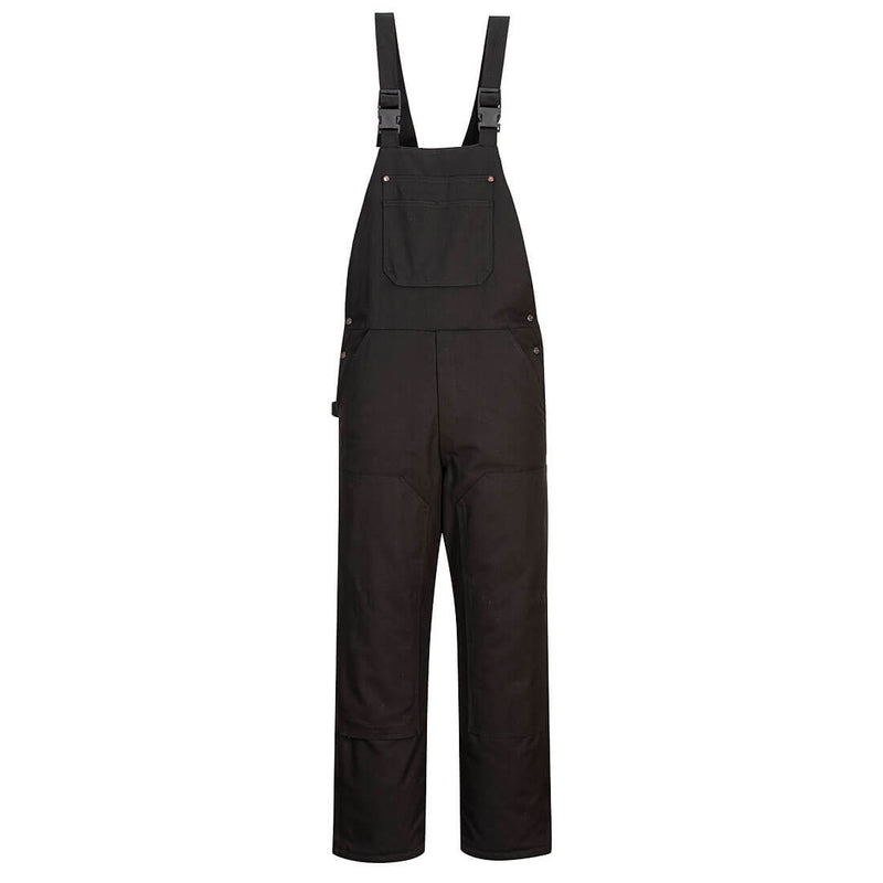Portwest® DuraDuck Work Quilt Lined Bib Overall, Black, Size XXXL (DC802BKRXXXL) Each