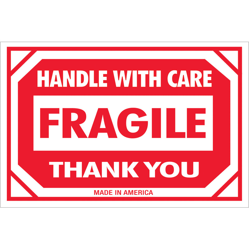 2 x 3" - "Fragile - Handle With Care" Labels (DL1053) Roll Of 500