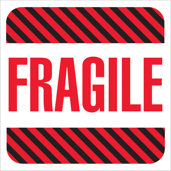 4 x 4" - "Fragile" Labels, Roll Of 500 Roll Of 500