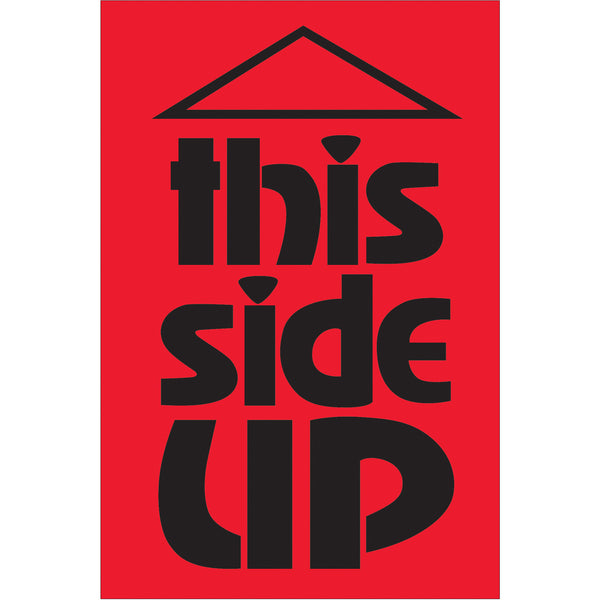 2 x 3" - "This Side Up" (Fluorescent Red) Labels, Roll Of 500 Roll Of 500