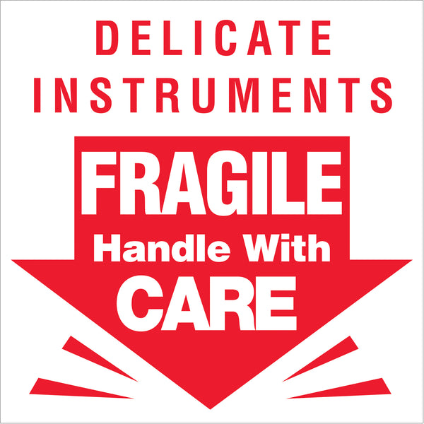 3 x 3" - "Delicate Instruments - Fragile" Labels (DL1080) Roll Of 500