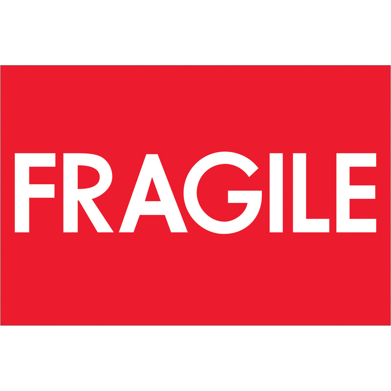 2 x 3" - "Fragile" (High Gloss) Labels, Roll Of 500 Roll Of 500