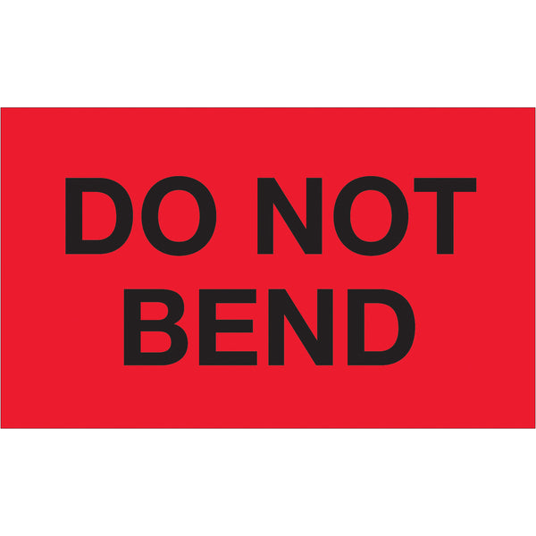 3 x 5" - "Do Not Bend" (Fluorescent Red) Labels (DL1087) Roll Of 500