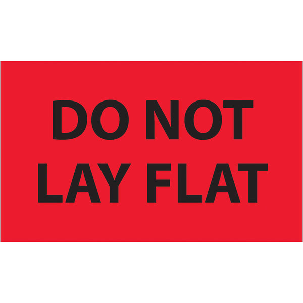 3 x 5" - "Do Not Lay Flat" (Fluorescent Red) Labels (DL1088) Roll Of 500