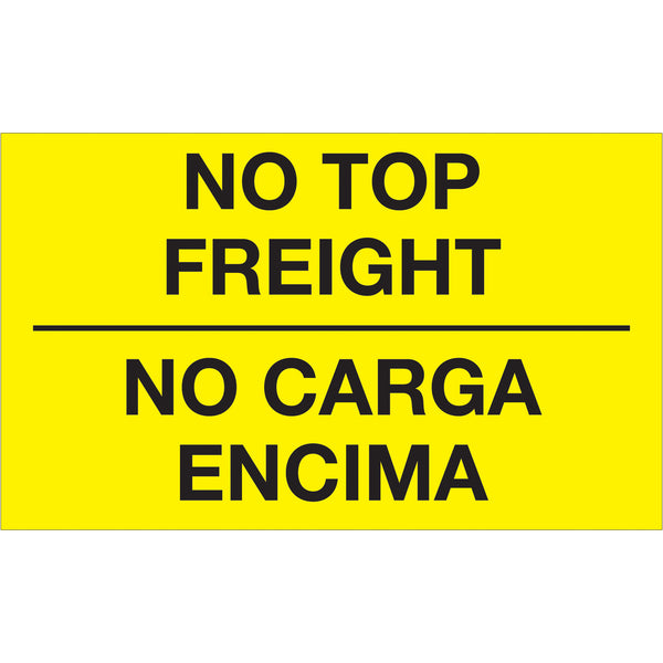 3 x 5" - "No Carga Encima" (Fluorescent Yellow) Bilingual Labels (DL1089) Roll Of 500