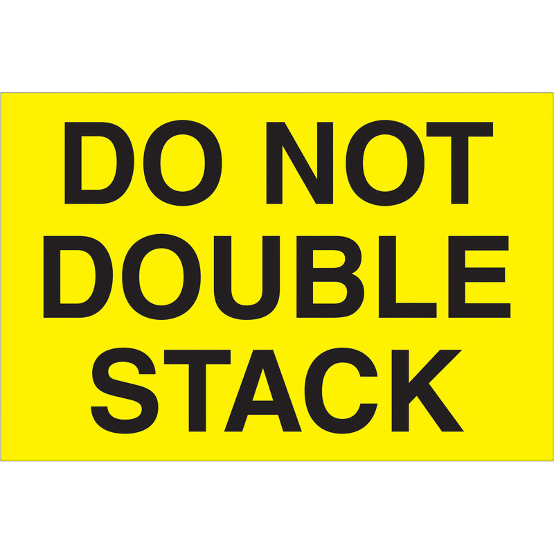 2 x 3" - "Do Not Double Stack" (Fluorescent Yellow) Labels (DL1095) Roll Of 500