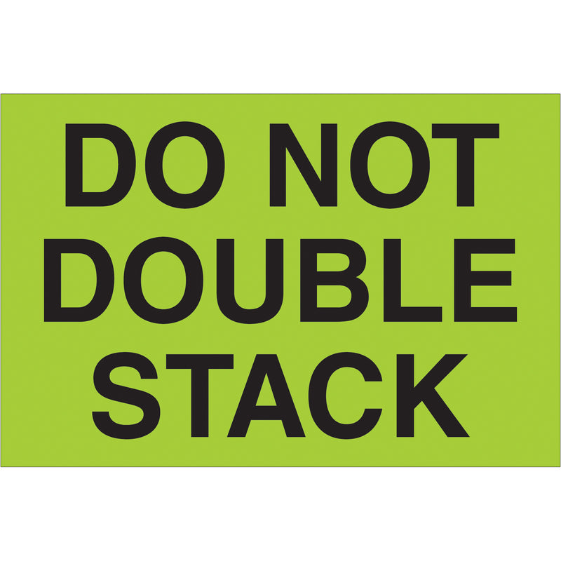 2 x 3" - "Do Not Double Stack" (Fluorescent Green) Labels, Roll Of 500 Roll Of 500