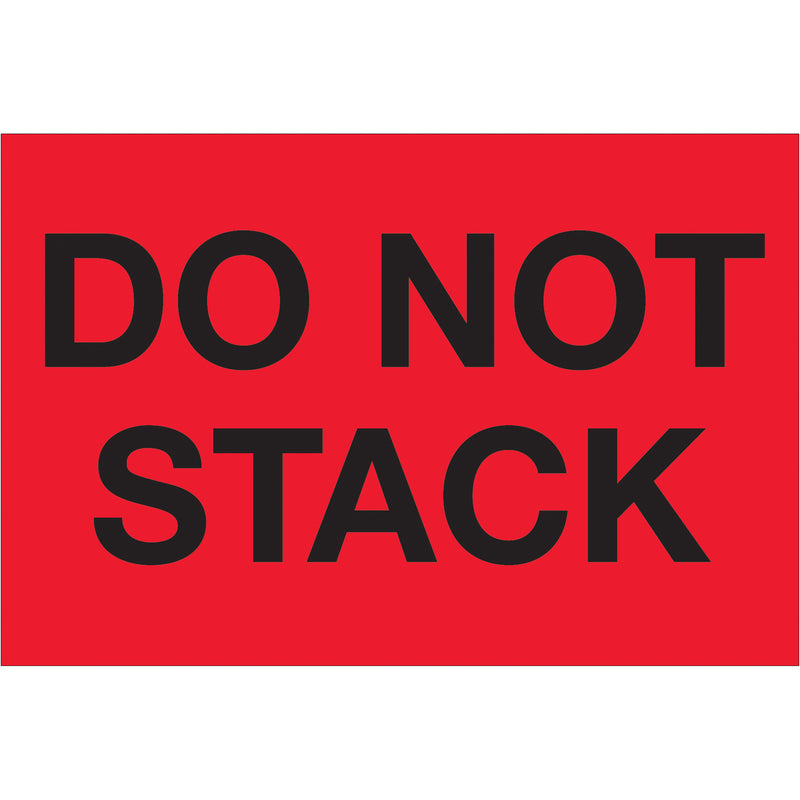 2 x 3" - "Do Not Stack" (Fluorescent Red) Labels (DL1098) Roll Of 500