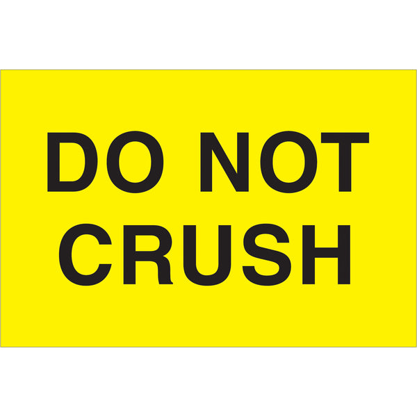 2 x 3" - "Do Not Crush" (Fluorescent Yellow) Labels (DL1105) Roll Of 500