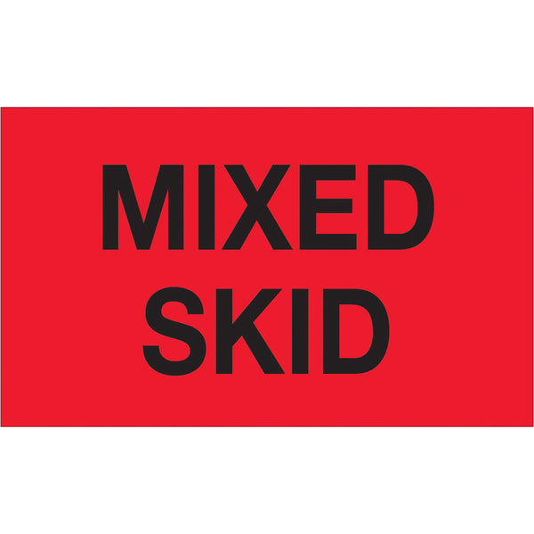 3 x 5" - "Mixed Skid" (Fluorescent Red) Labels (DL1113) Roll Of 500