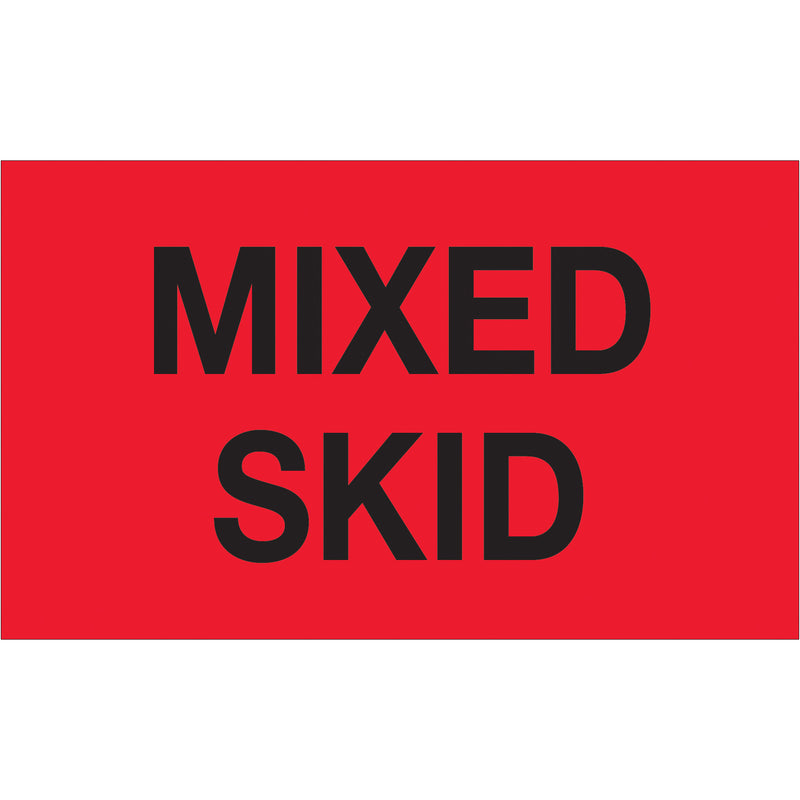 3 x 5" - "Mixed Skid" (Fluorescent Red) Labels (DL1113) Roll Of 500