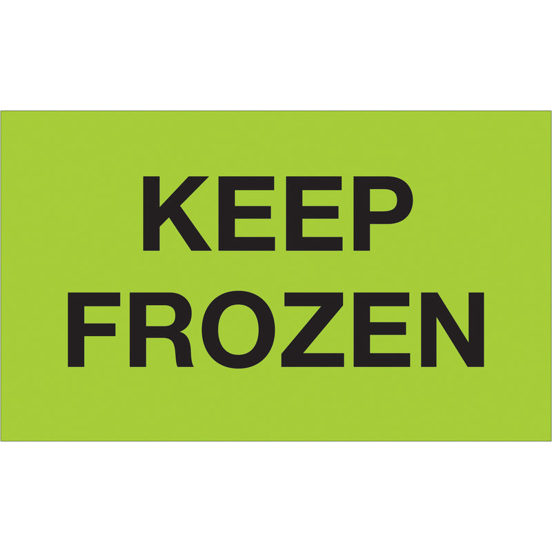 3 x 5" - "Keep Frozen" (Fluorescent Green) Labels (DL1114) Roll Of 500