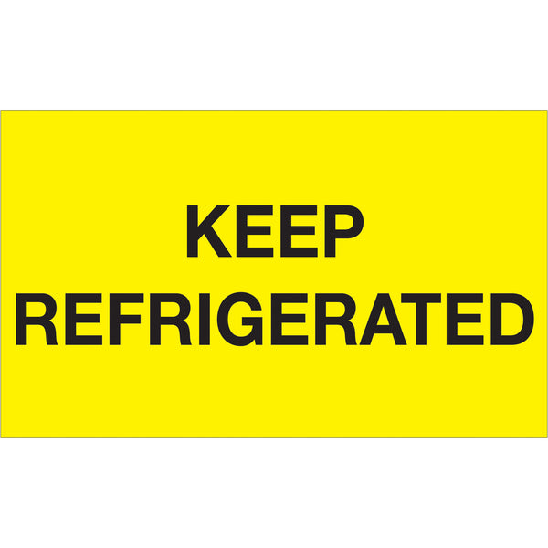 3 x 5" - "Keep Refrigerated" (Fluorescent Yellow) Labels, Roll Of 500 Roll Of 500