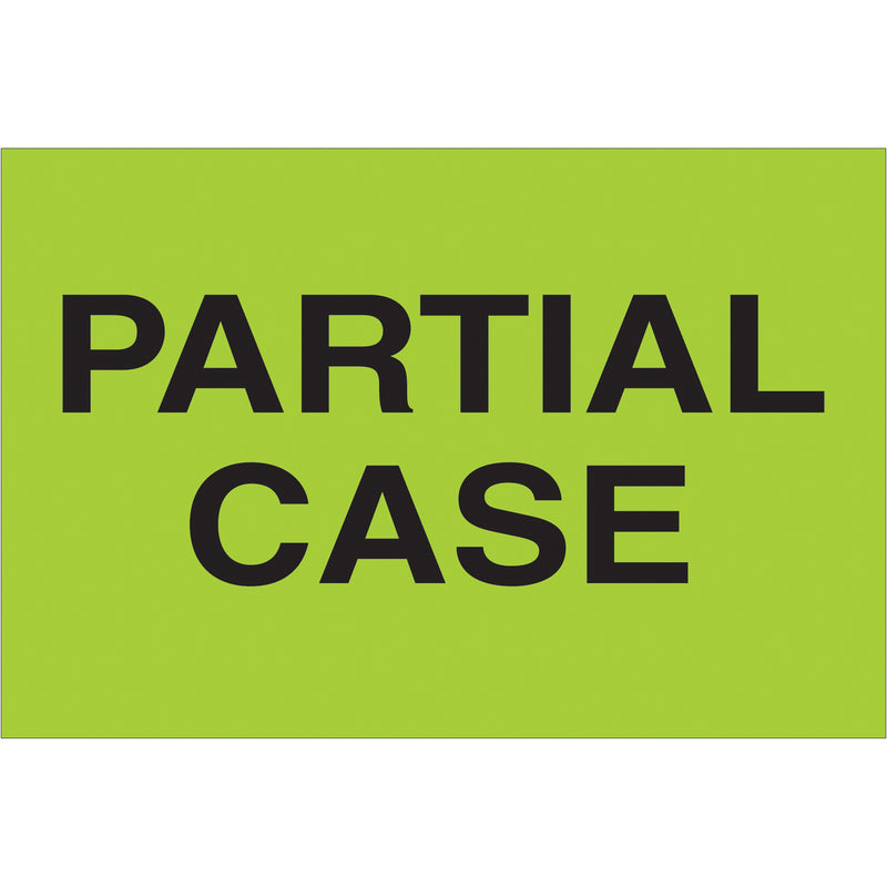 2 x 3" - "Partial Case" (Fluorescent Green) Labels (DL1124) Roll Of 500