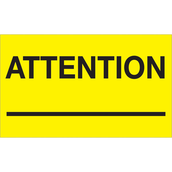 3 x 5" - "Attention ___" (Fluorescent Yellow) Labels, Roll Of 500 Roll Of 500