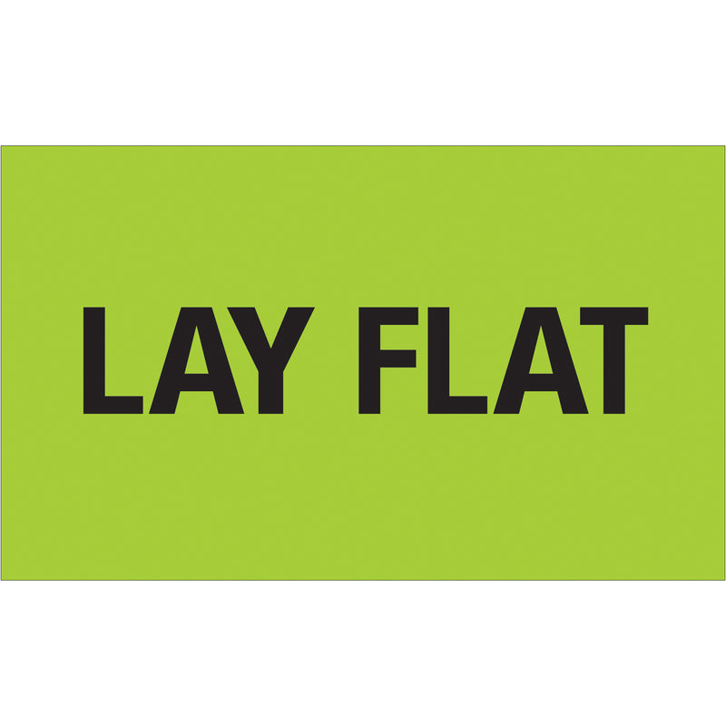 3 x 5" - "Lay Flat" (Fluorescent Green) Labels, Roll Of 500 Roll Of 500