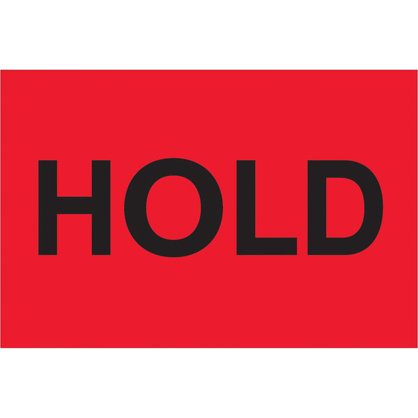 2 x 3" - "Hold" (Fluorescent Red) Labels, Roll Of 500 Roll Of 500