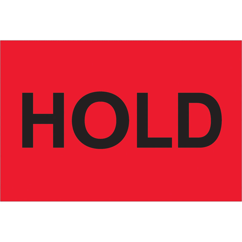 2 x 3" - "Hold" (Fluorescent Red) Labels, Roll Of 500 Roll Of 500