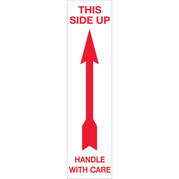 2 x 8" - "Up - Handle With Care" Arrow Labels (DL1130) Roll Of 500
